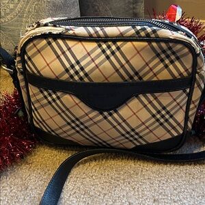 Burberry Nova Check canvas Crossbody Bag with leather Accents
